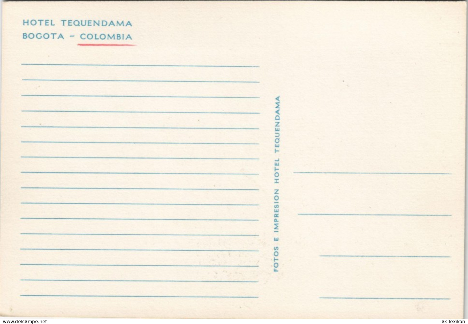 Postcard Bogota HOTEL TEQUENDAMA Stadt-Ansicht Kolumbien Colombia 1960 - Colombia