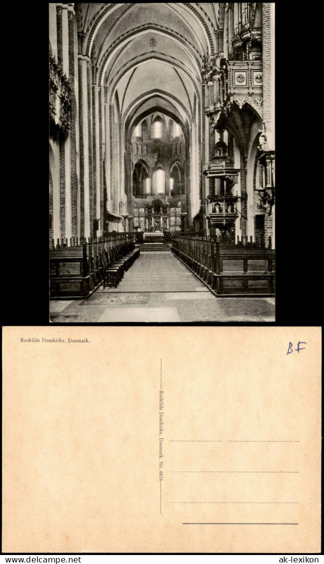 Postcard Roskilde Kathedrale Domkirke Innenansicht 1950 - Dänemark