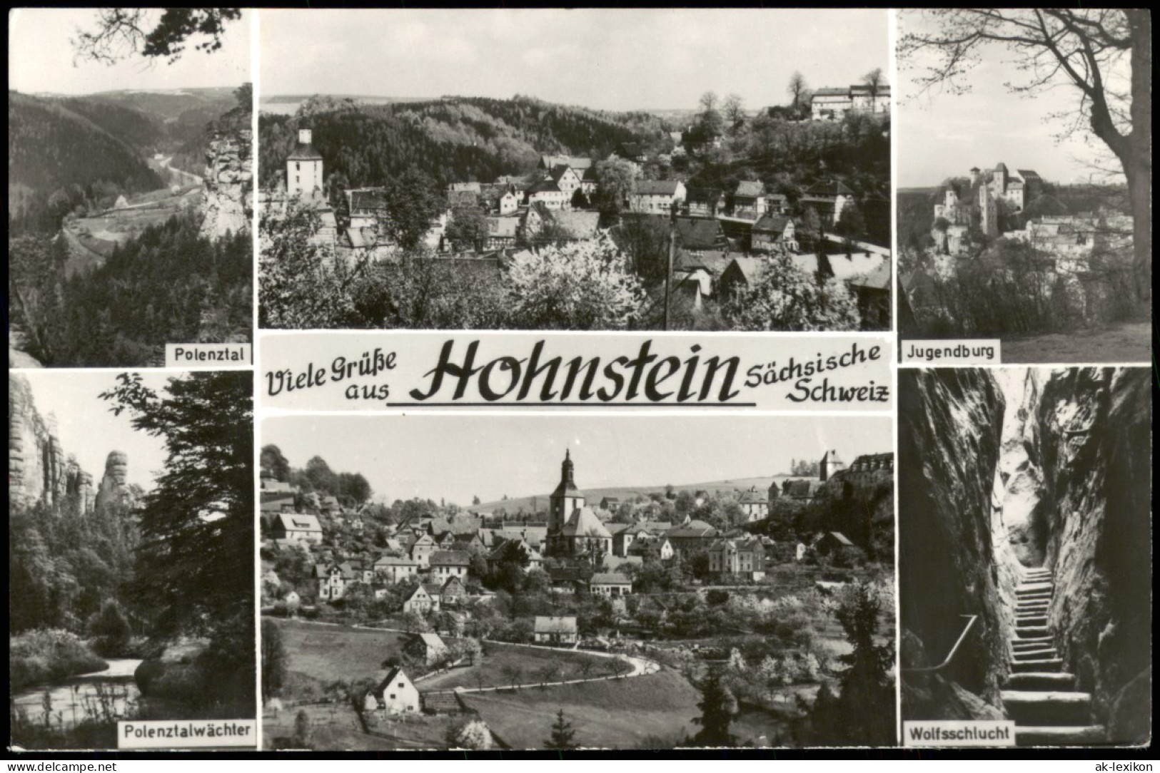 Hohnstein (Sächs. Schweiz) DDR Mehrbild-AK Polenztal  Wolfsschlucht Uvm. 1973 - Hohnstein (Sächs. Schweiz)