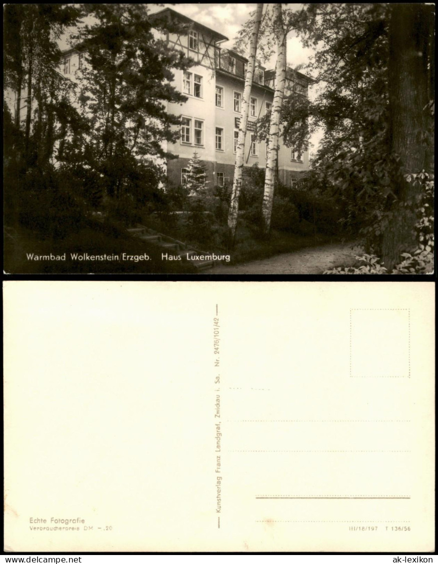 Ansichtskarte Wolkenstein Haus Luxemburg; Warmbad Erzgebirge 1956 - Wolkenstein