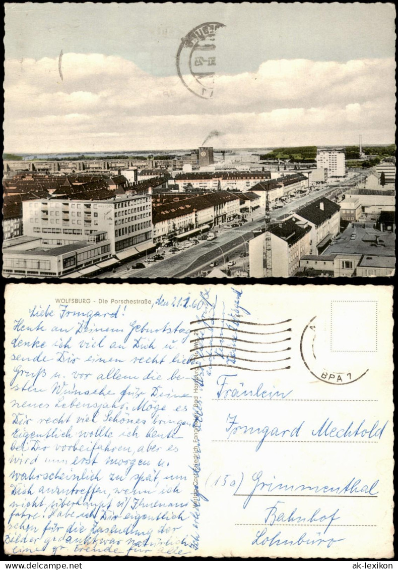 Ansichtskarte Wolfsburg Porschestraße, VW Werk 1960 - Wolfsburg