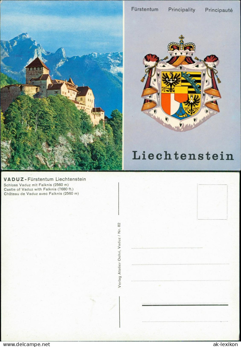 Postcard Vaduz Schloss Vaduz Mit Falknis (2560 M) 1970 - Liechtenstein