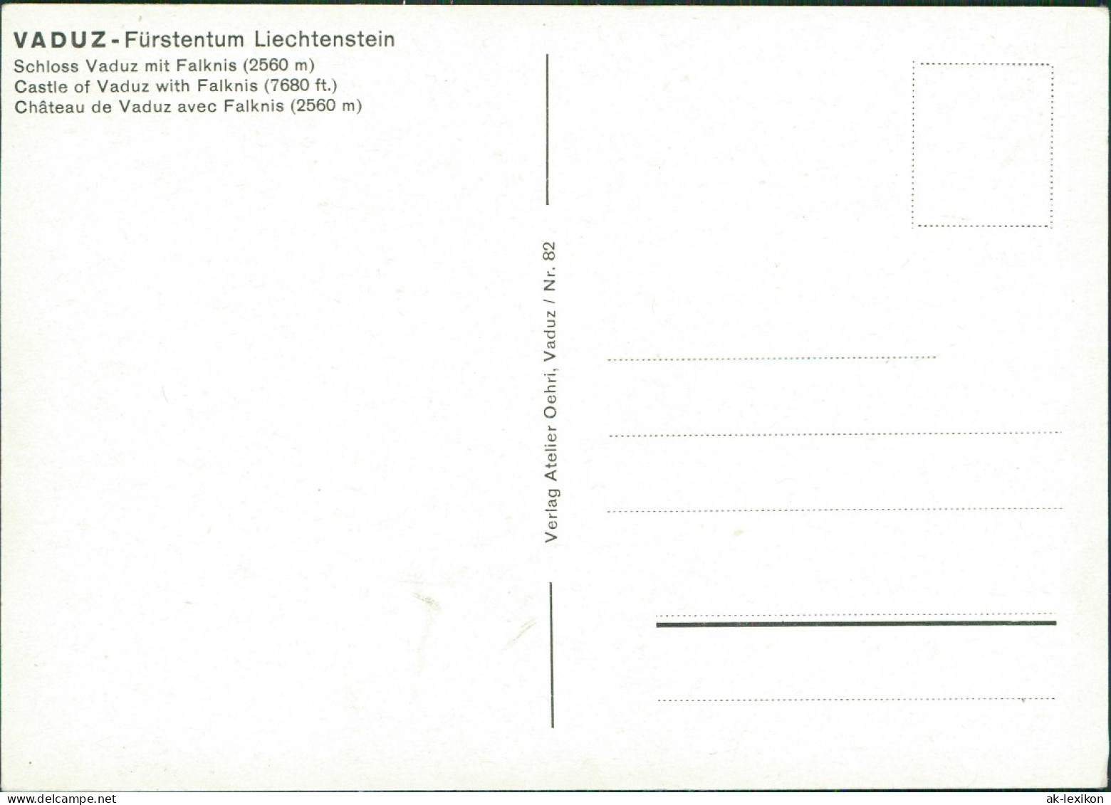 Postcard Vaduz Schloss Vaduz Mit Falknis (2560 M) 1970 - Liechtenstein