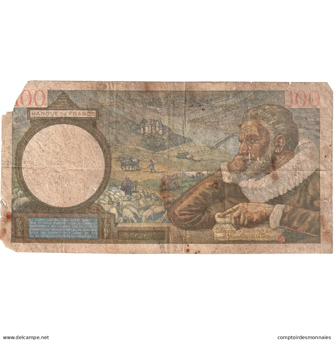 France, 100 Francs, Sully, 1940, O.17702, AB, Fayette:26.43, KM:94 - 100 F 1939-1942 ''Sully''