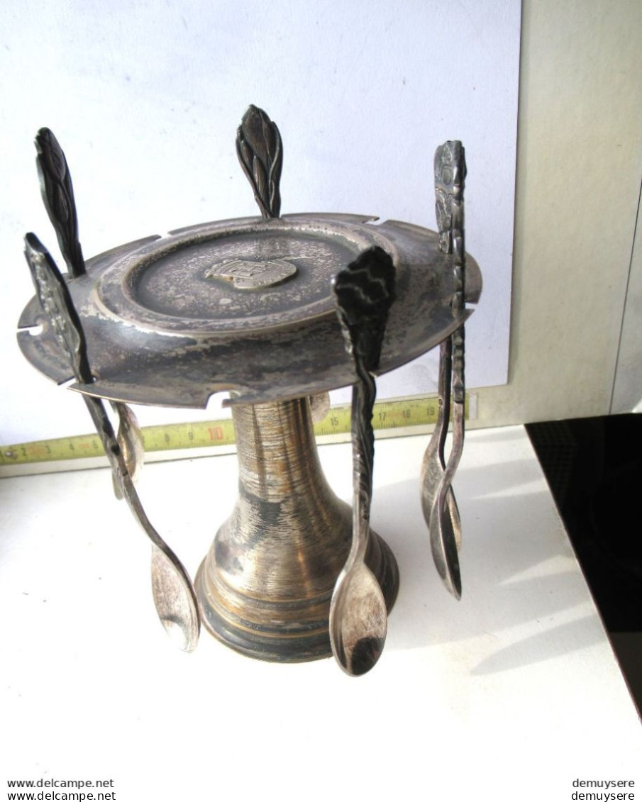 LADE 300 - 20-10-  HOUDER VOOR 10 THEE LEPELS MET 6 LEPELS ANVERS - PORTE-10 CUILLÈRES À THÉ AVEC 6 CUILLÈRES - 191 GRAM - Silverware