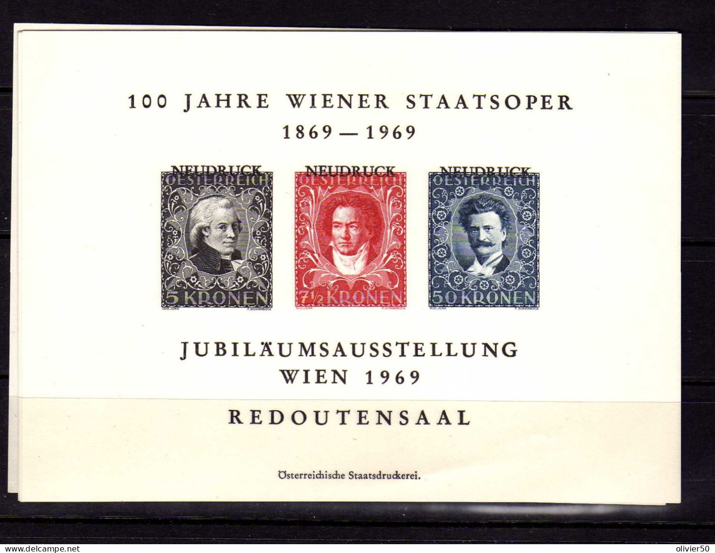 Autriche - 1969 - Bloc Souvenir 100 Jahren Wiener Staatsoper - Neuf Emis Sans Gomme - Ensayos & Reimpresiones