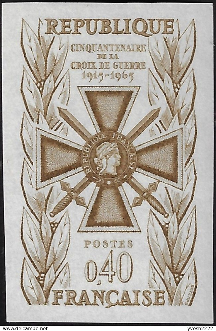 France 1965 Y&T 1452. Essai De Couleurs. Cinquantenaire De La Croix De Guerre - Guerre Mondiale (Première)