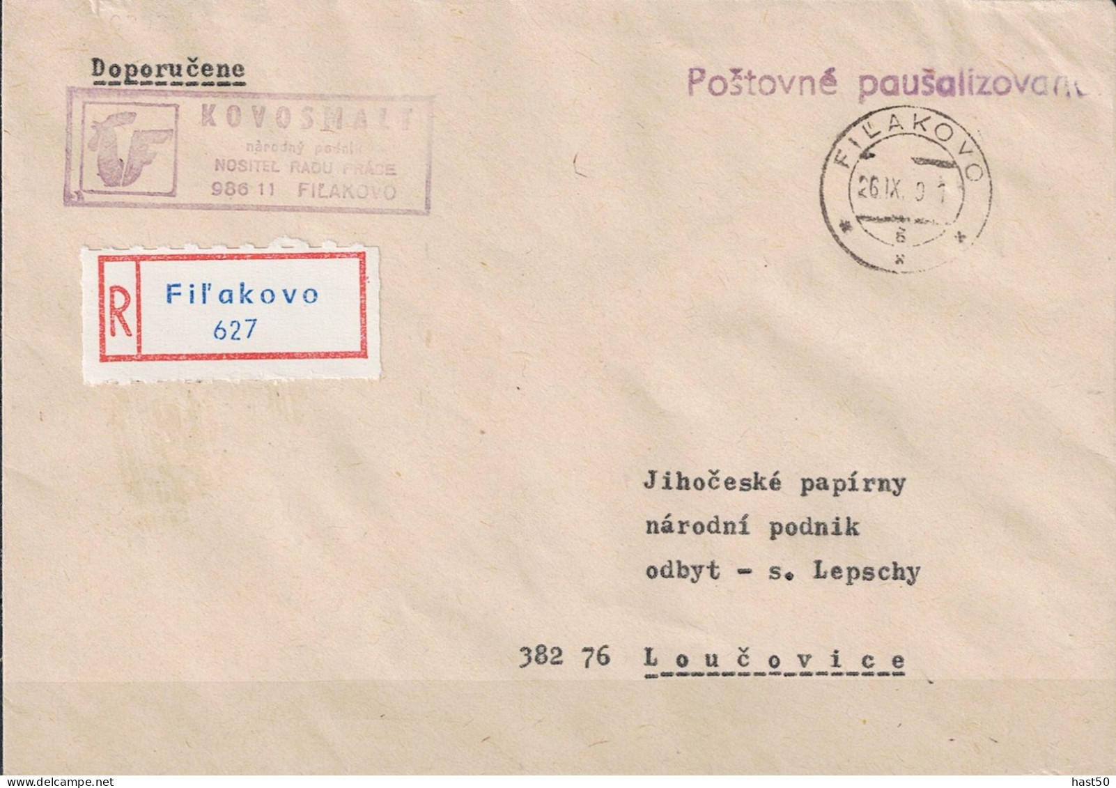 Tschechoslowakei CSSR - Einschreibebrief (Porto Entrichtet) 1980 Aus Fiľakovo - Covers & Documents