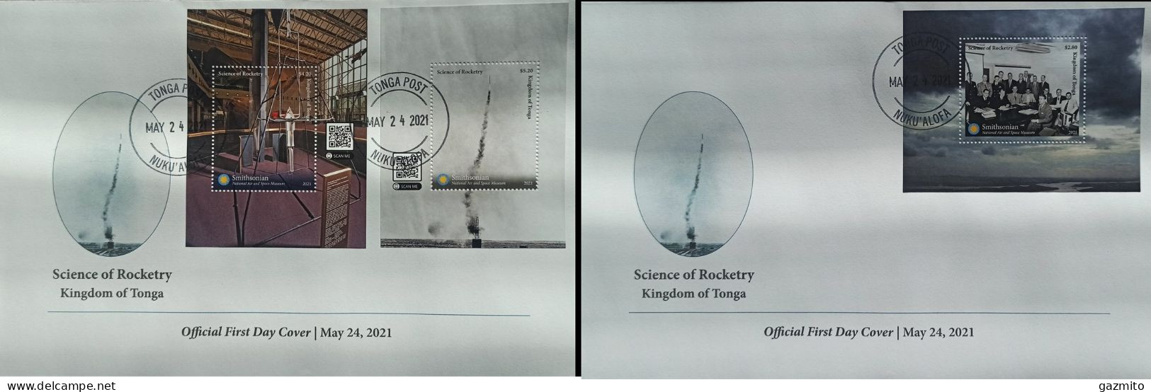 Tonga 2021, Smithsonian Museum, Space, Rocket Mercury Mission, 3Block In 2FDC - Tonga (1970-...)