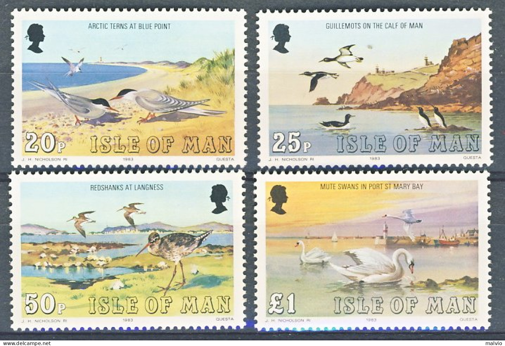 1983-Isola Di Man (MNH=**) S.16v."Uccelli Marini" - Isla De Man