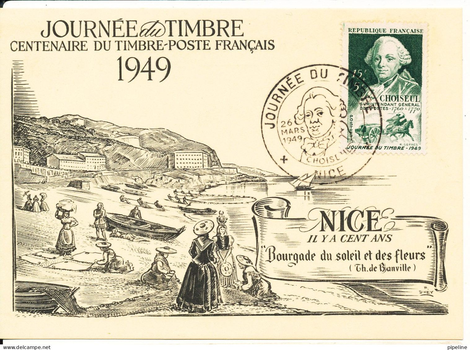 France Carte Postale Journee Du Timbre Nice 26-3-1949 - Tag Der Briefmarke