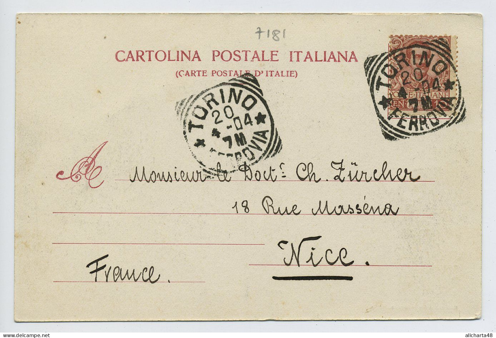 D7181] TORINO CORSO VITTORIO EMANUELE II - TRAM Retro Indiviso Viaggiata 1904 - Autres Monuments, édifices