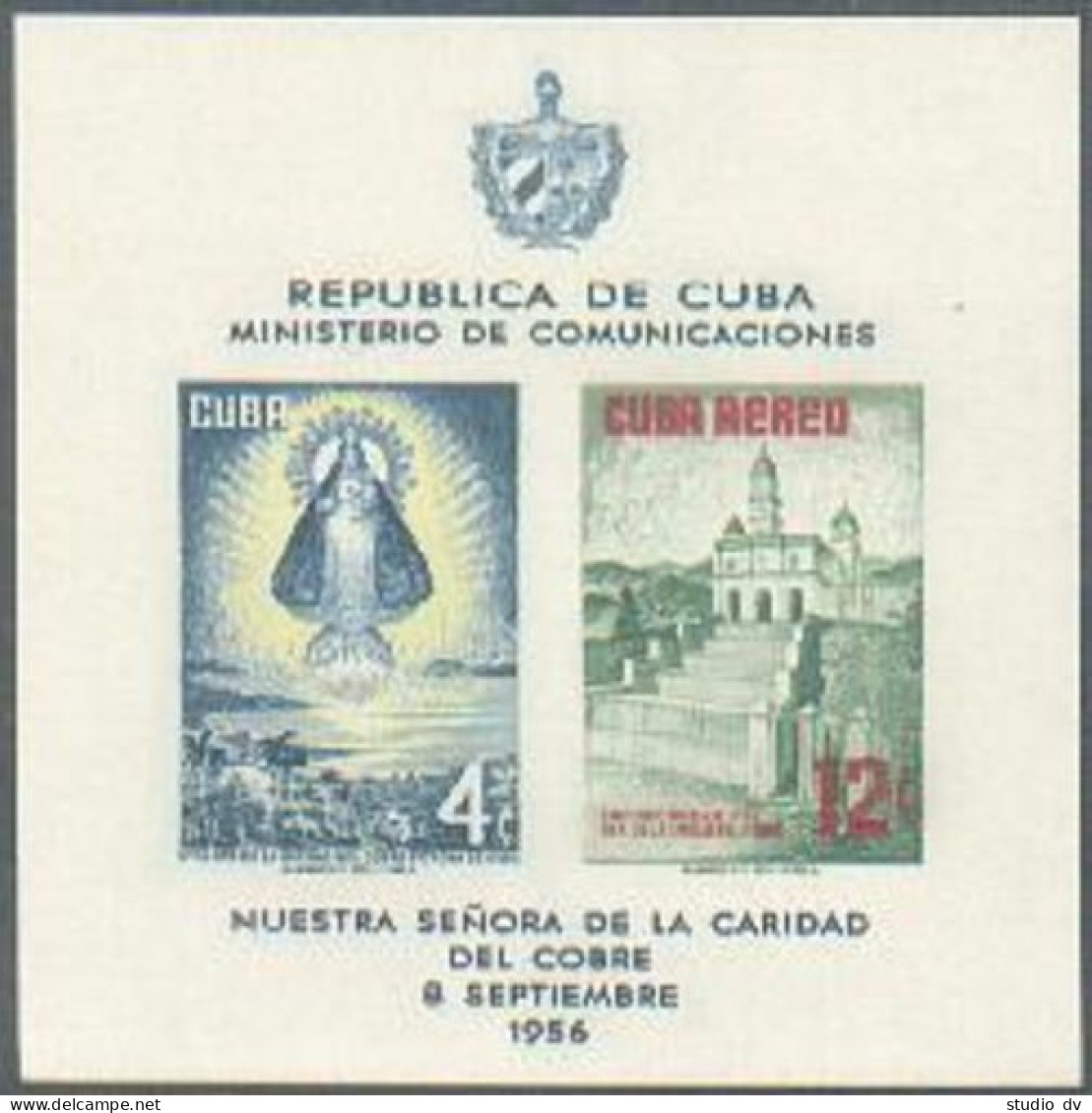 Cuba C149a,lightly Hinged.Michel Bl.16. Church Of Our Lady Of Charity Of Cobre. - Neufs