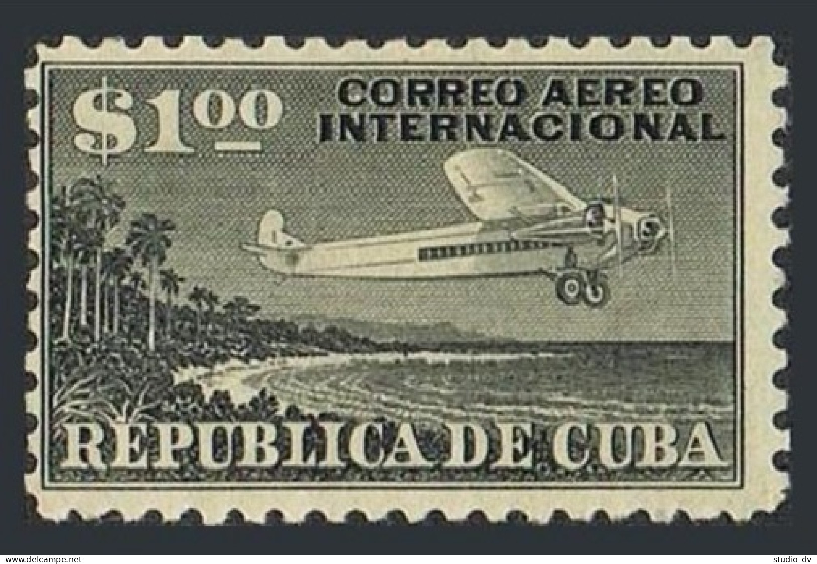 Cuba C 11, Lightly Hinged. Michel 87. Air Post 1931. Airplane, Coast Of Cuba. - Neufs