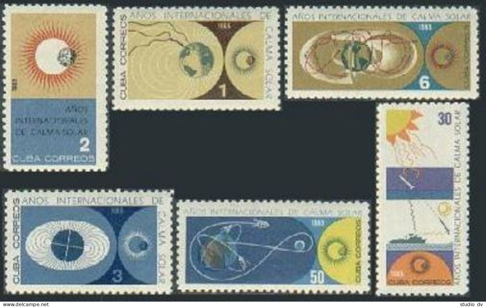 Cuba 958-963,963a,MNH.Michel 1020-1025,Bl.26. Quiet Sun Year-1964,Space. - Ongebruikt