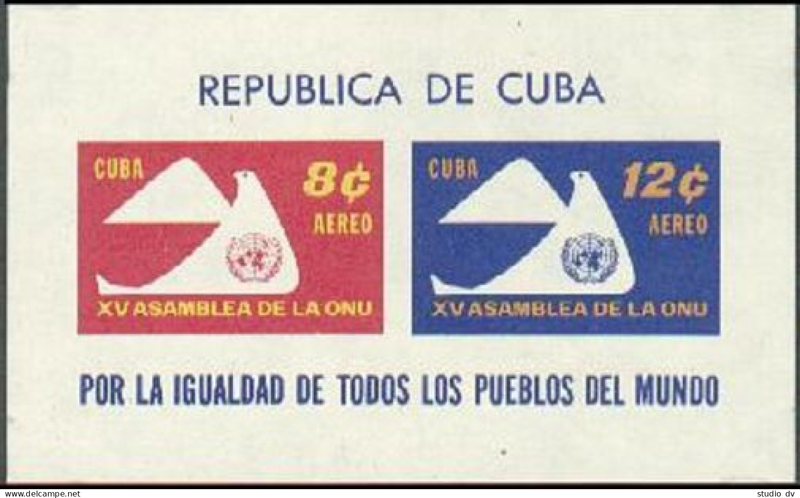 Cuba 669a,C223a,MNH.Michel Bl.20-21. UN 15th Ann.1960.Dove,Emblem. - Nuevos