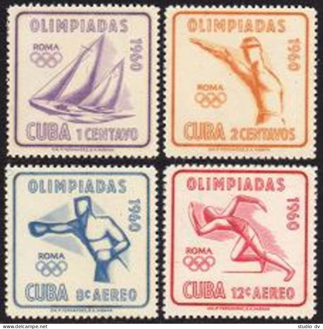 Cuba 645-646,C212-C213,C213a, MNH. Mi 669-672, Bl.18. Olympics Rome-1960. Yacht, - Ungebraucht