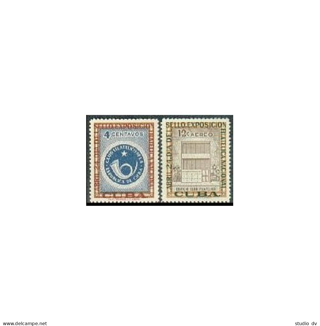 Cuba 570,C156,lightly Hinged.Michel 528-529. Stamp Day 1957.Post Horn,Phil.Club. - Ongebruikt