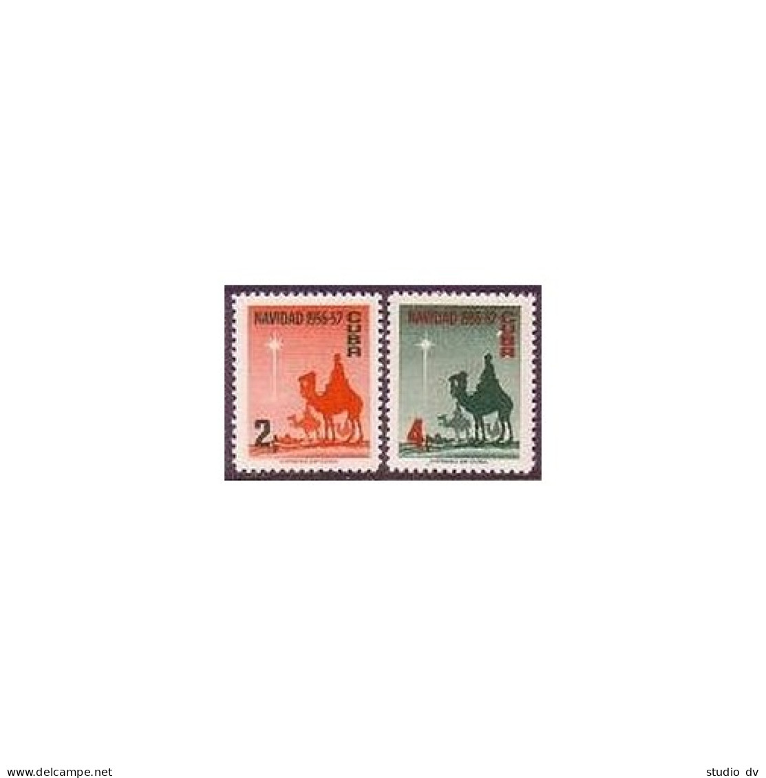 Cuba 562-563, Lightly Hinged. Michel 514-515. Christmas 1956:The Three Wise Men. - Unused Stamps