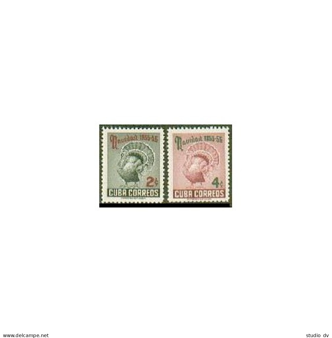 Cuba 547-548, Lightly Hinged. Michel 477-478. Christmas 1955. Turkey. - Ongebruikt