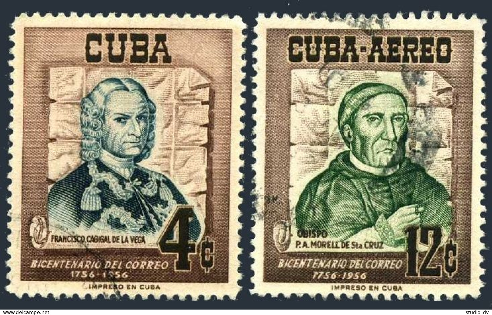 Cuba 552,C129,used. Mi 482-483. Francisco Cagigal De La Vega,Bishop Morrel,1956. - Ongebruikt