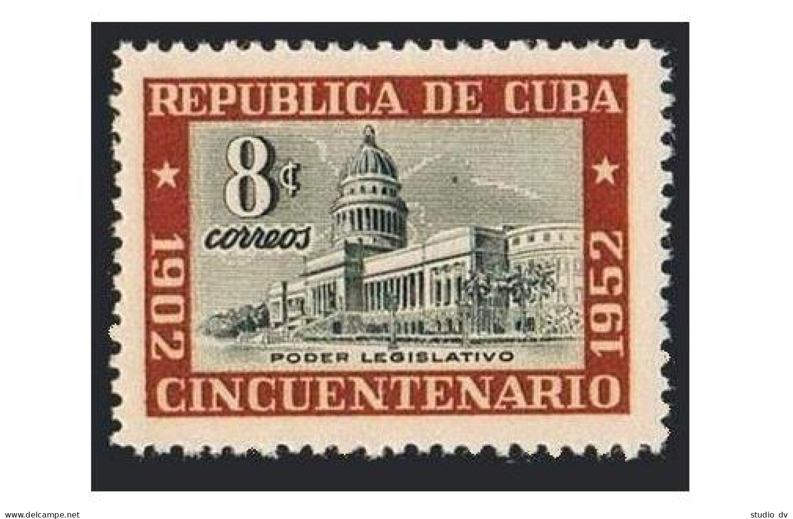 Cuba 478, MNH. Michel 314. 50th Ann. Of The Republic, 1952. Capitol. - Ungebraucht