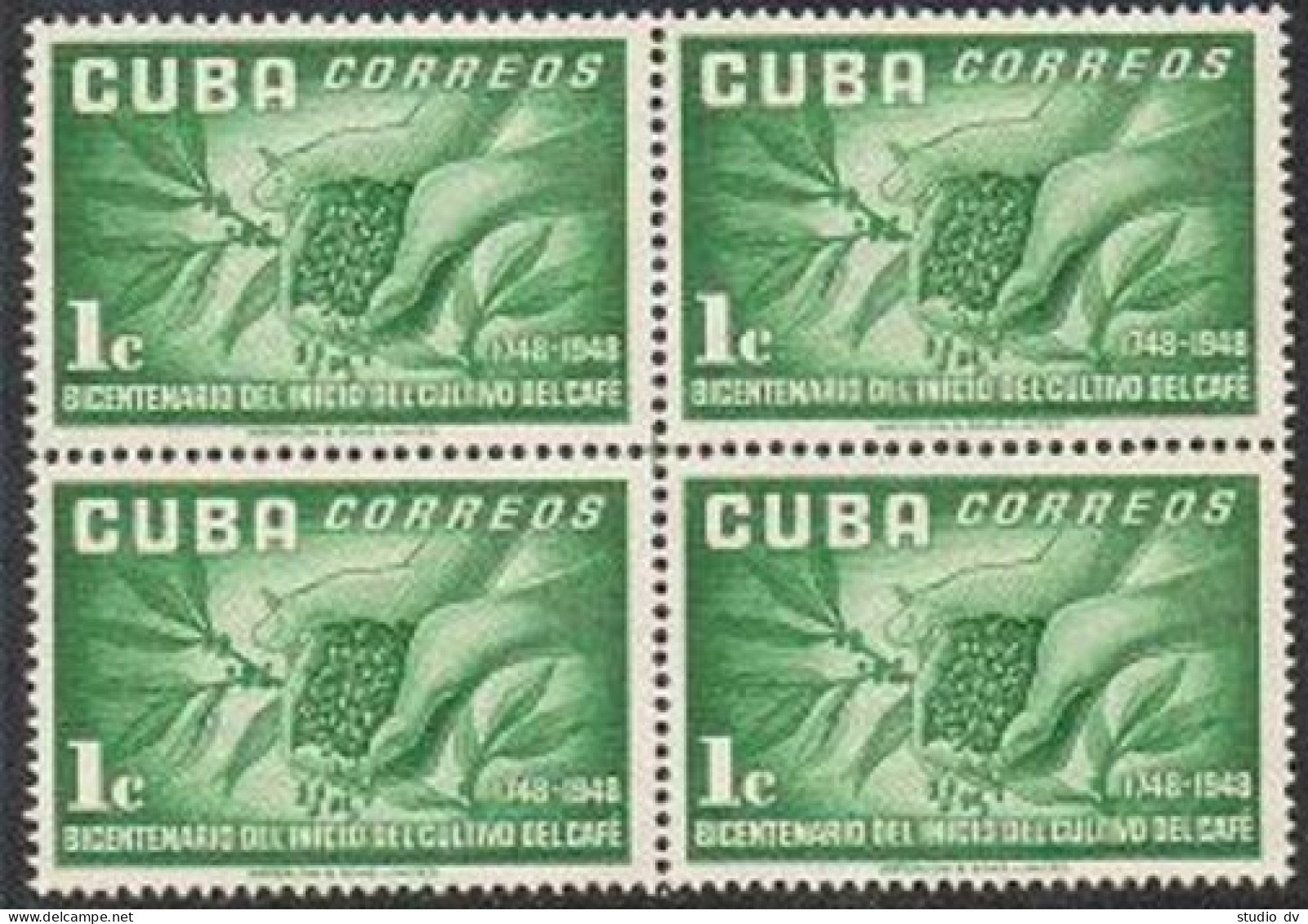 Cuba 481 Block/4, MNH. Michel 336. Coffee Cultivation-200, 1952. Map. - Ungebraucht