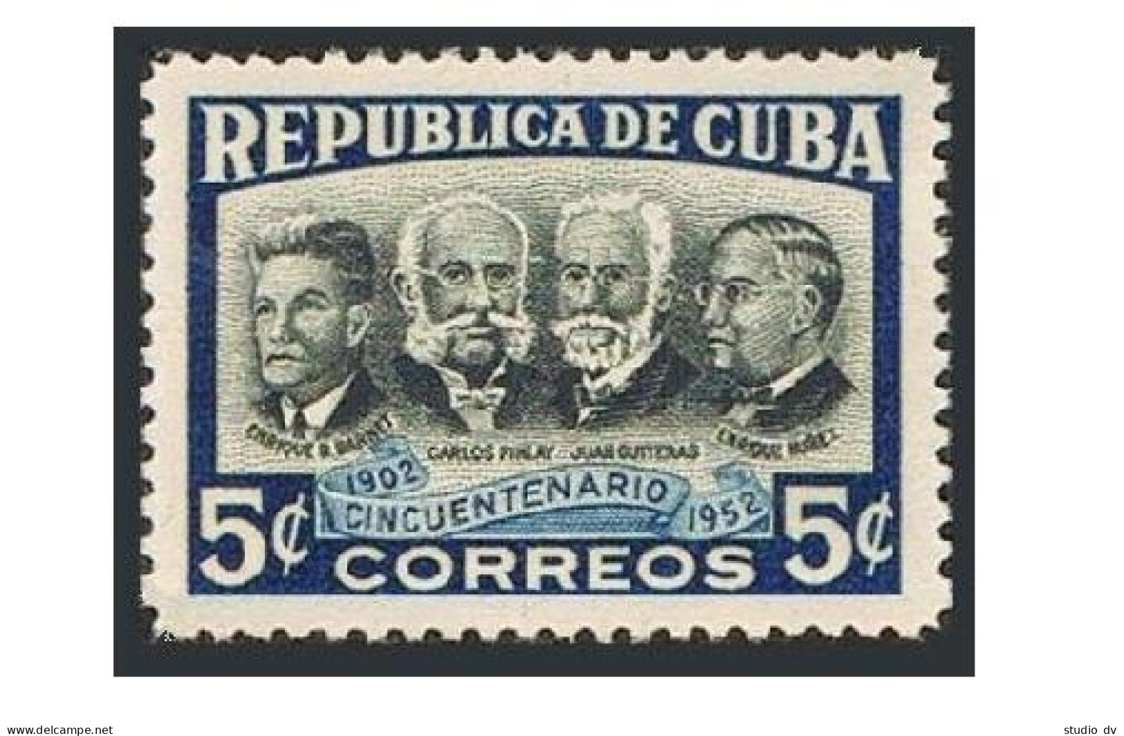 Cuba 477, MNH. Michel 313. Republic-50, 1952. Barnet, Finlay, Guiteras, Nunez. - Nuovi