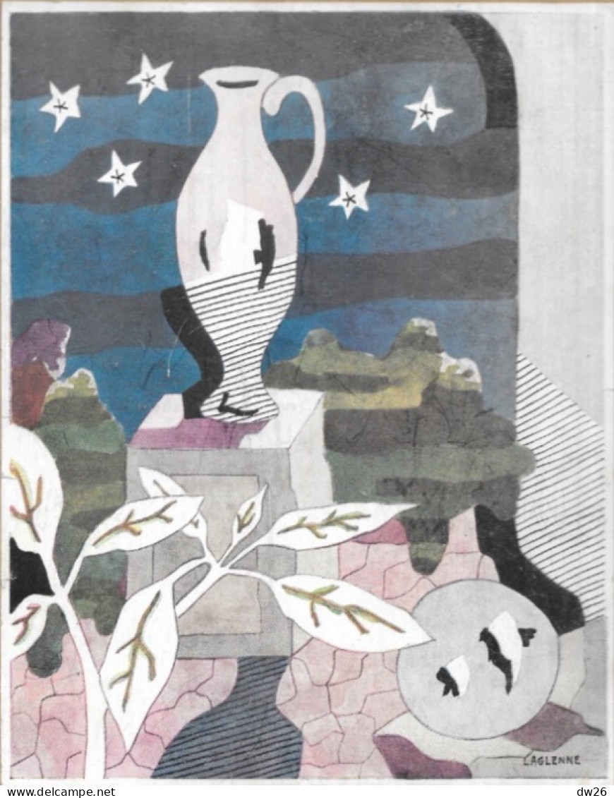 Dessin D'Art De Jean-Francis Laglenne Collé Sur La Couverture De La Revue Art Et Industrie N° 1 - Janvier 1929 - Litografia