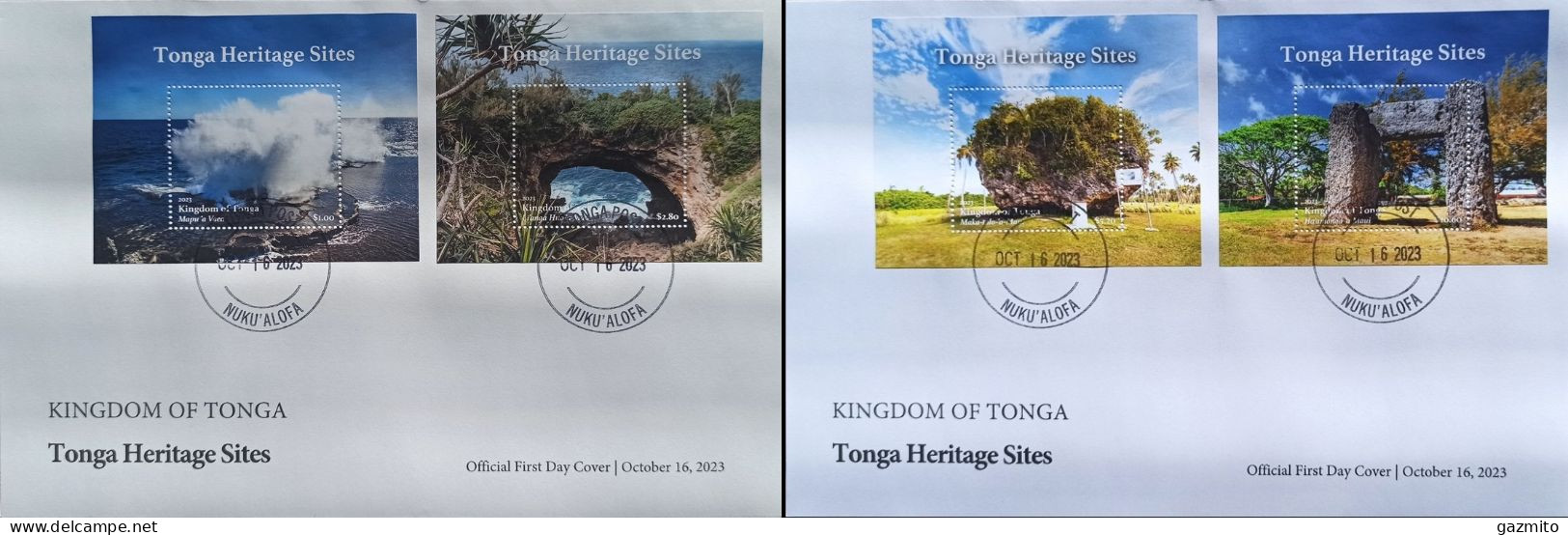 Tonga 2023, Heritage Sites, Men's And Natural Architecture, 4Blocks In 2FDC - Naturaleza