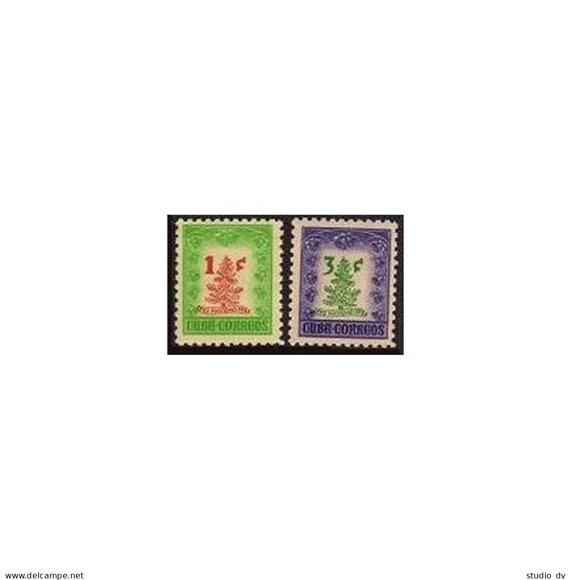 Cuba 498-499, Lightly Hinged. Michel 356-357. Christmas 1952. Christmas Tree. - Neufs