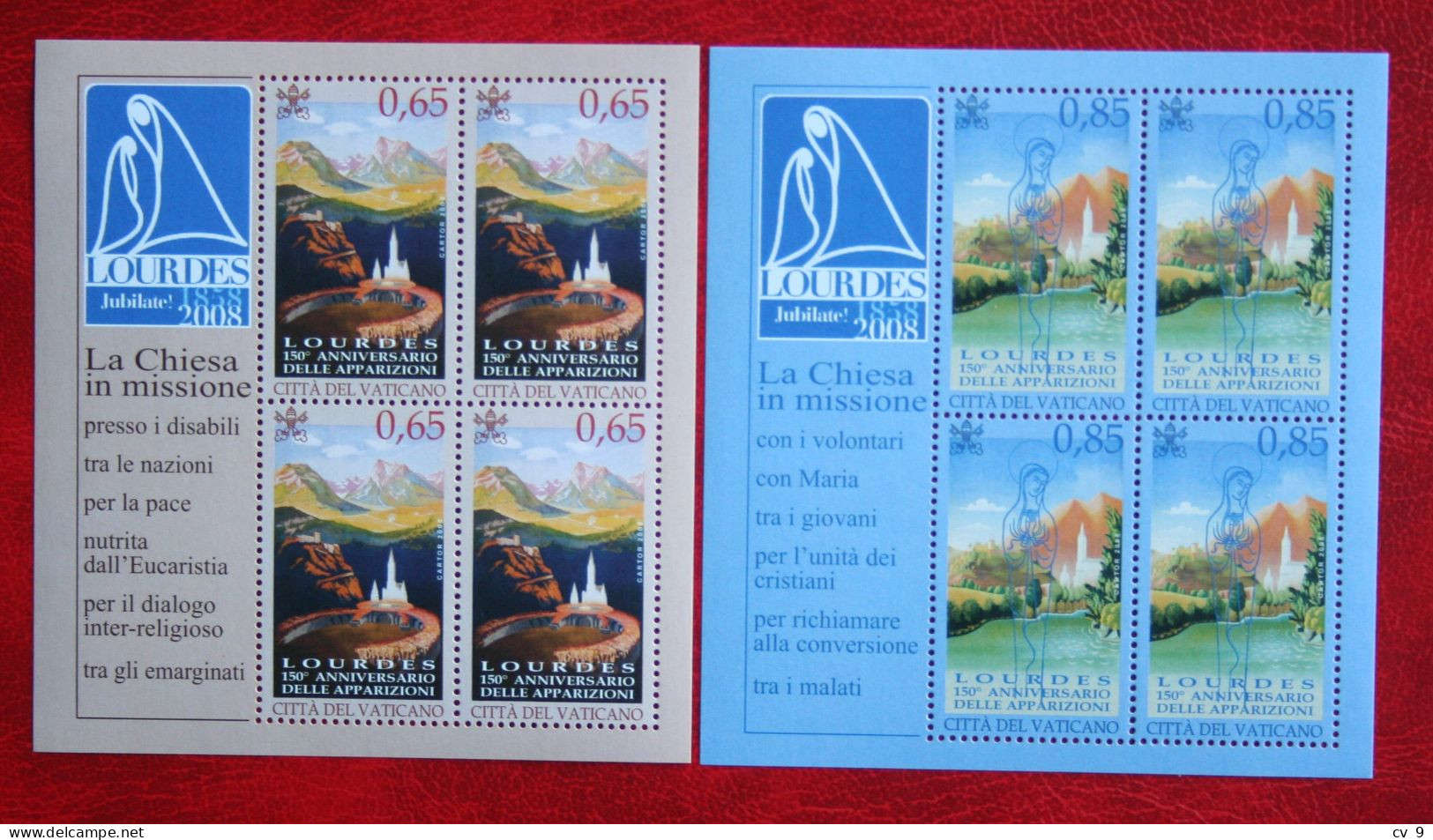 LOURDES Madonna 2008 Mi 1611-1612 Yv 1464-1465 POSTFRIS / MNH / ** VATICANO VATICAN VATICAAN - Blocs & Feuillets