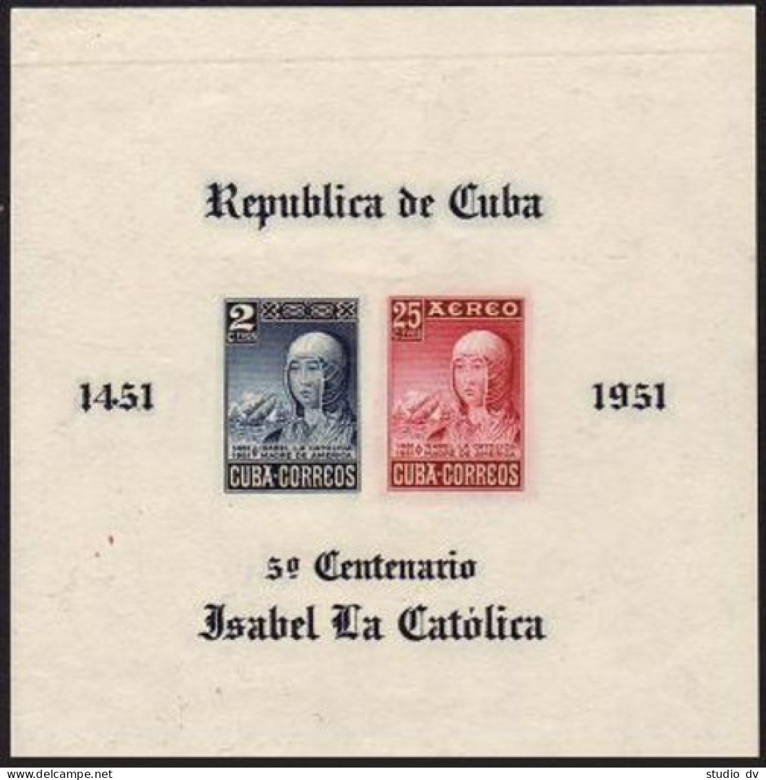 Cuba C5b Sheets, MNH. Michel 307-308 B.9B. Queen Isabella I Of Spain, 1952.Ship. - Ongebruikt