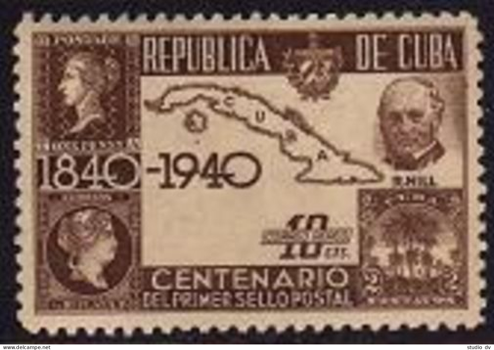 Cuba C32, MNH. Michel 169. Sir Rowland Hill, Map Of Cuba. 1st Stamps-100, 1940. - Nuevos
