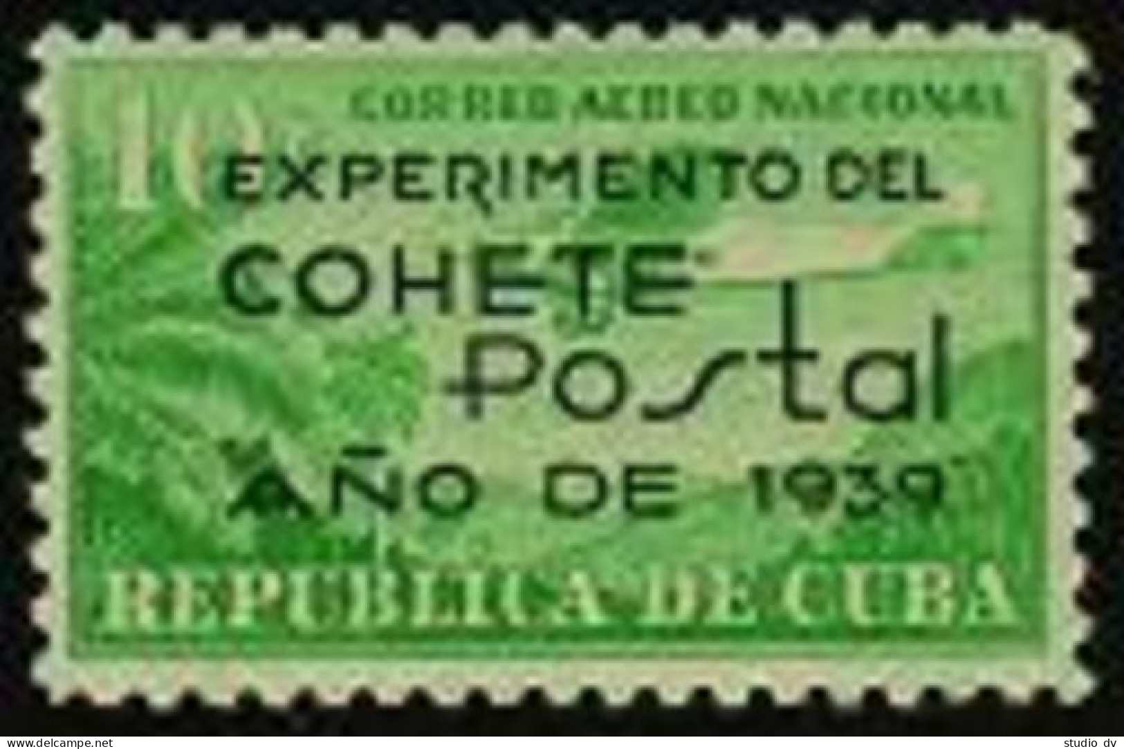 Cuba C31, Lightly Hinged. Michel 161. Experimental Postal Rocket Flight, 1939. - Unused Stamps