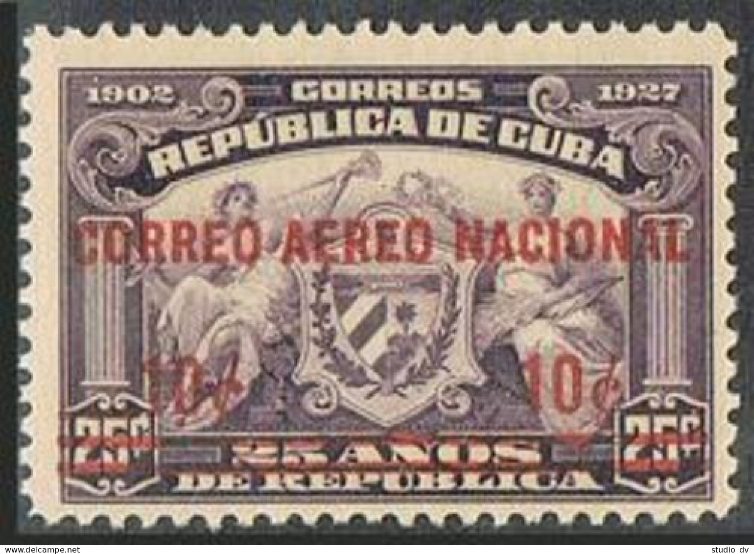 Cuba C3, Hinged. Mi 79. Air Post 1930. Surcharged In Red CORREO AEREO NATIONAL. - Ongebruikt