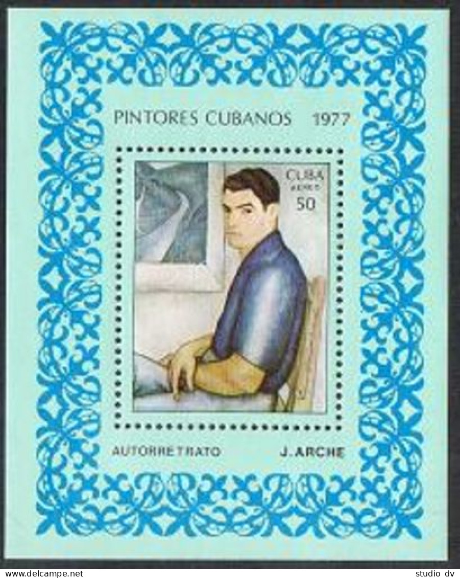Cuba C259, MNH. Michel Bl.52. Paintings By Jorge Arche, 1977. - Unused Stamps