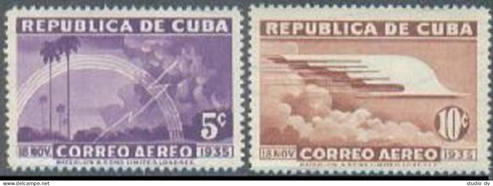 Cuba C22-C23, MNH. Mi 125-126. 1936. Maximo Gomez: Lighting, Allegory Of Flight. - Unused Stamps