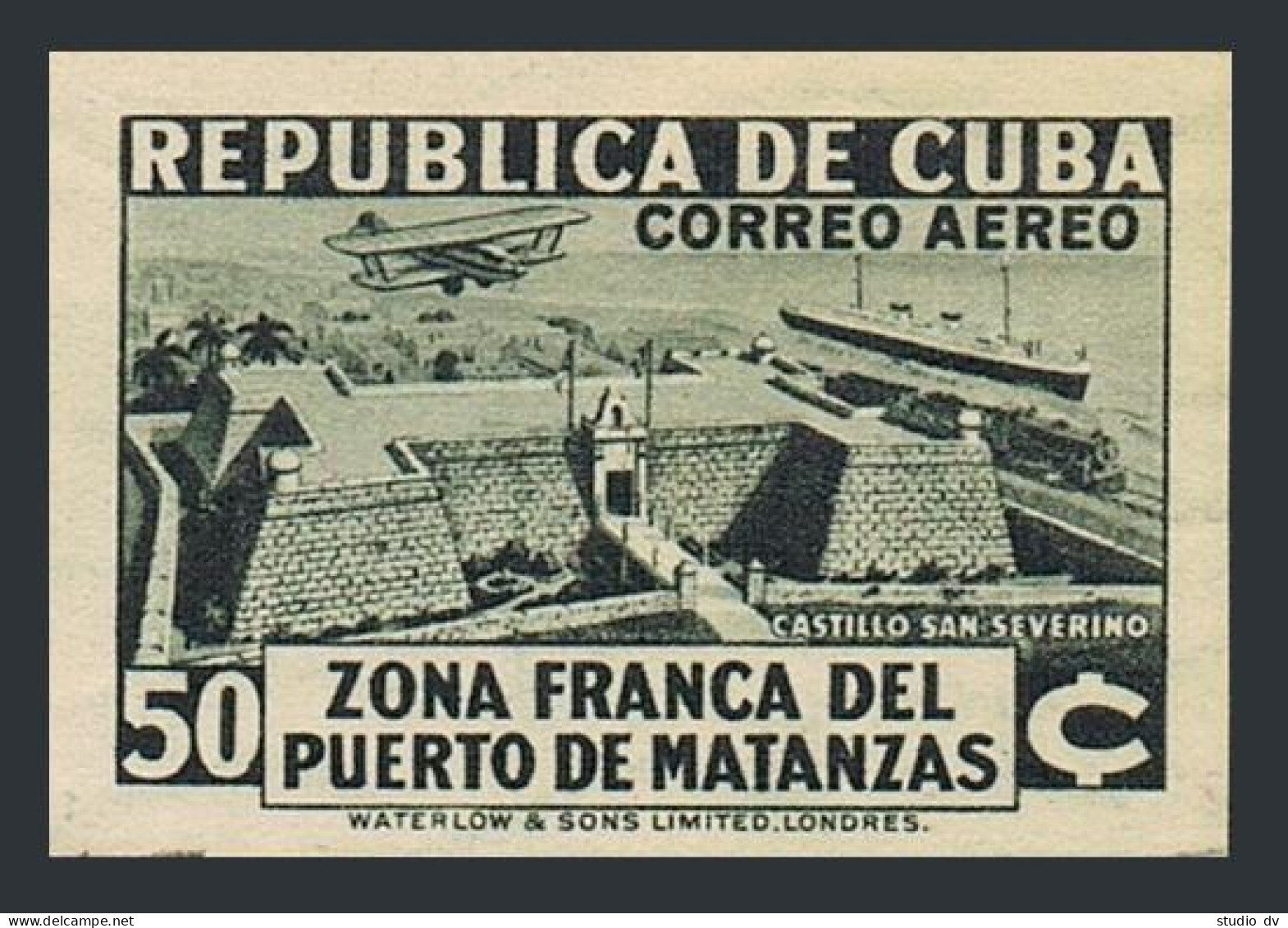 Cuba C21 Imperf, MNH. Mi 116B. Air Post 1936. Matanzas Issue. Fort San Severino. - Unused Stamps