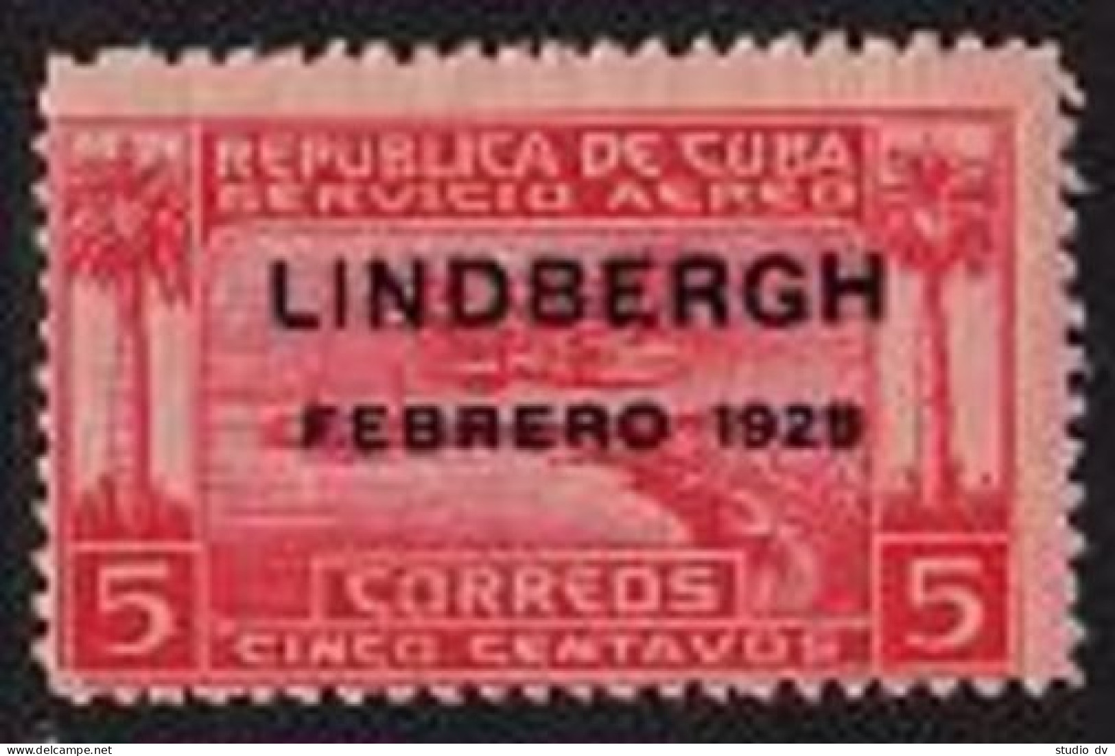 Cuba C2, Lightly Hinged. Michel 68. Seaplane Over Havana Harbor/LINDBERGH. 1928. - Unused Stamps