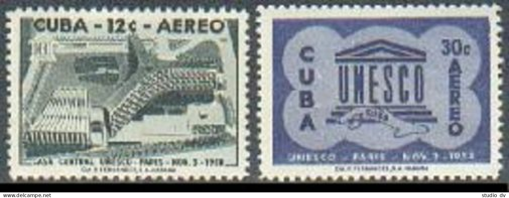 Cuba C193-C194, MNH. Michel 611-612. UNESCO, Headquarters In Paris, 1958. - Nuovi