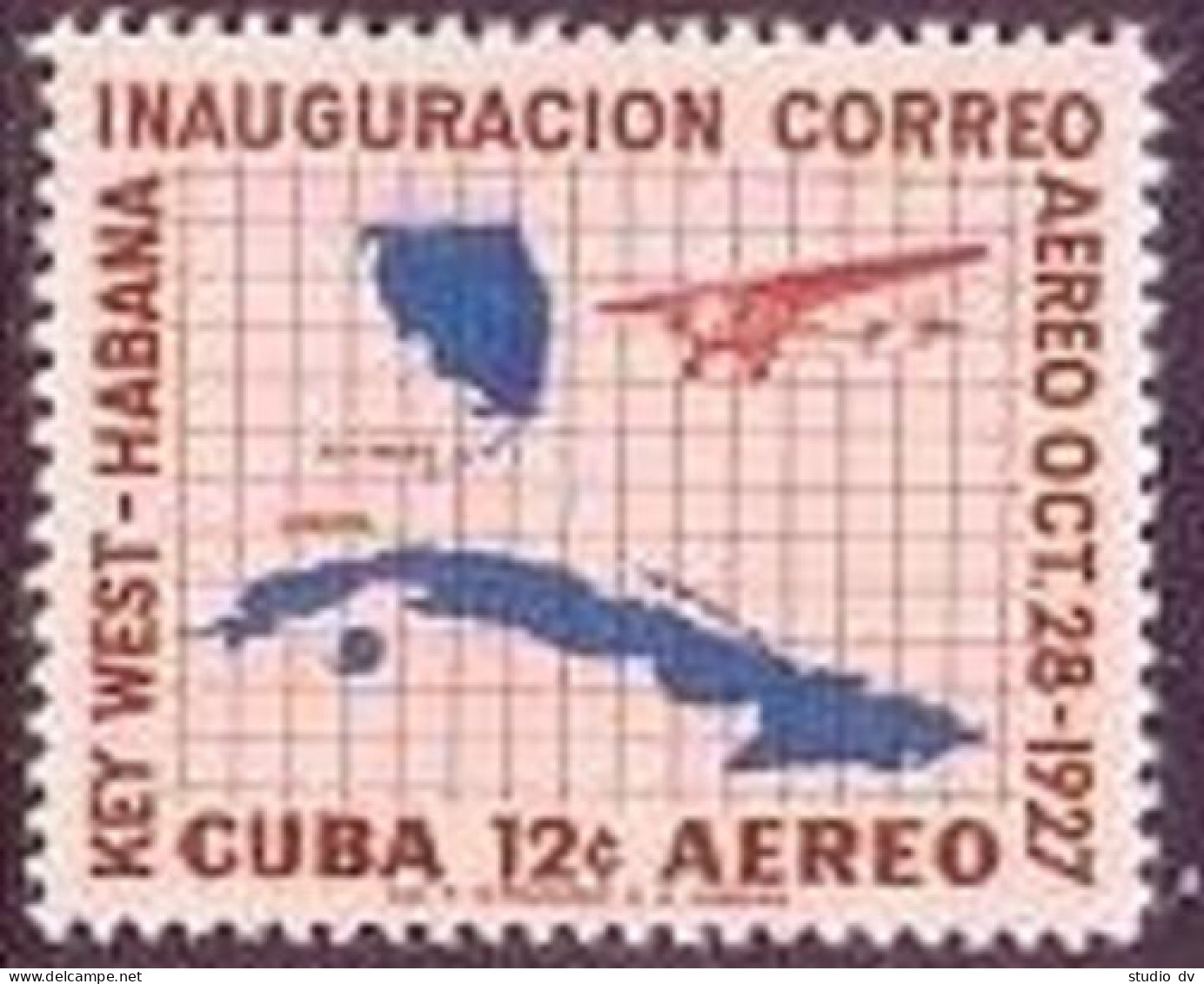 Cuba C172,lightly Hinged.Michel 557. Airmail Service Key West - Havana,1957. - Neufs