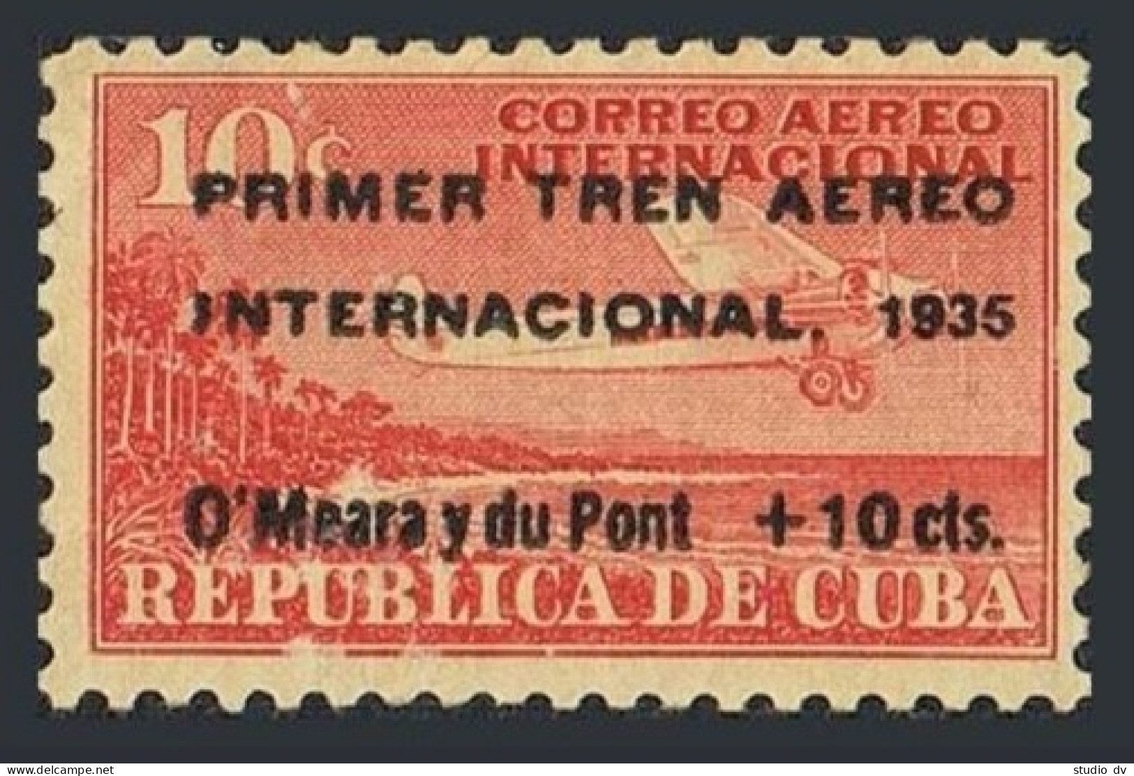 Cuba C16 Error,hinged.Michel 103A. Air Post 1935.Airplane,Coast,surcharged. - Nuevos