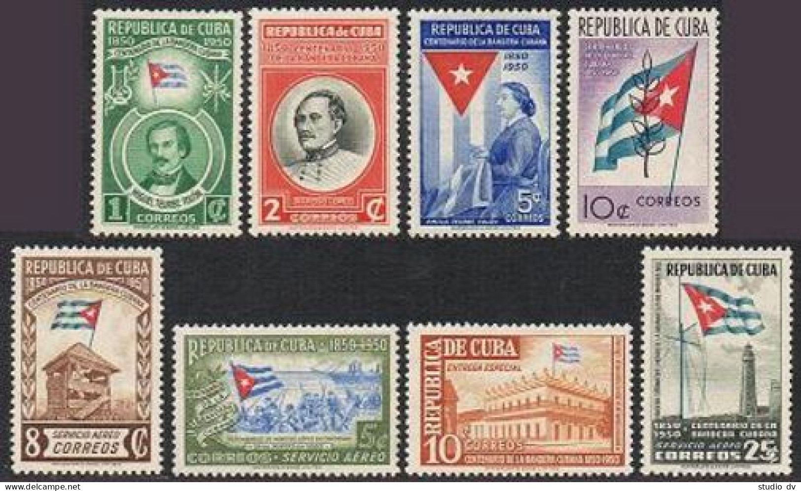 Cuba 458-461, C41-C43, E13, MNH. Michel 264-271. Cuban Flag Centenary, 1951. - Nuevos