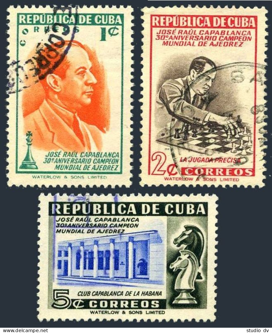Cuba 463-465, Used. Michel 294-296. Jose Raul Capablanca. 1951. Chess. - Neufs