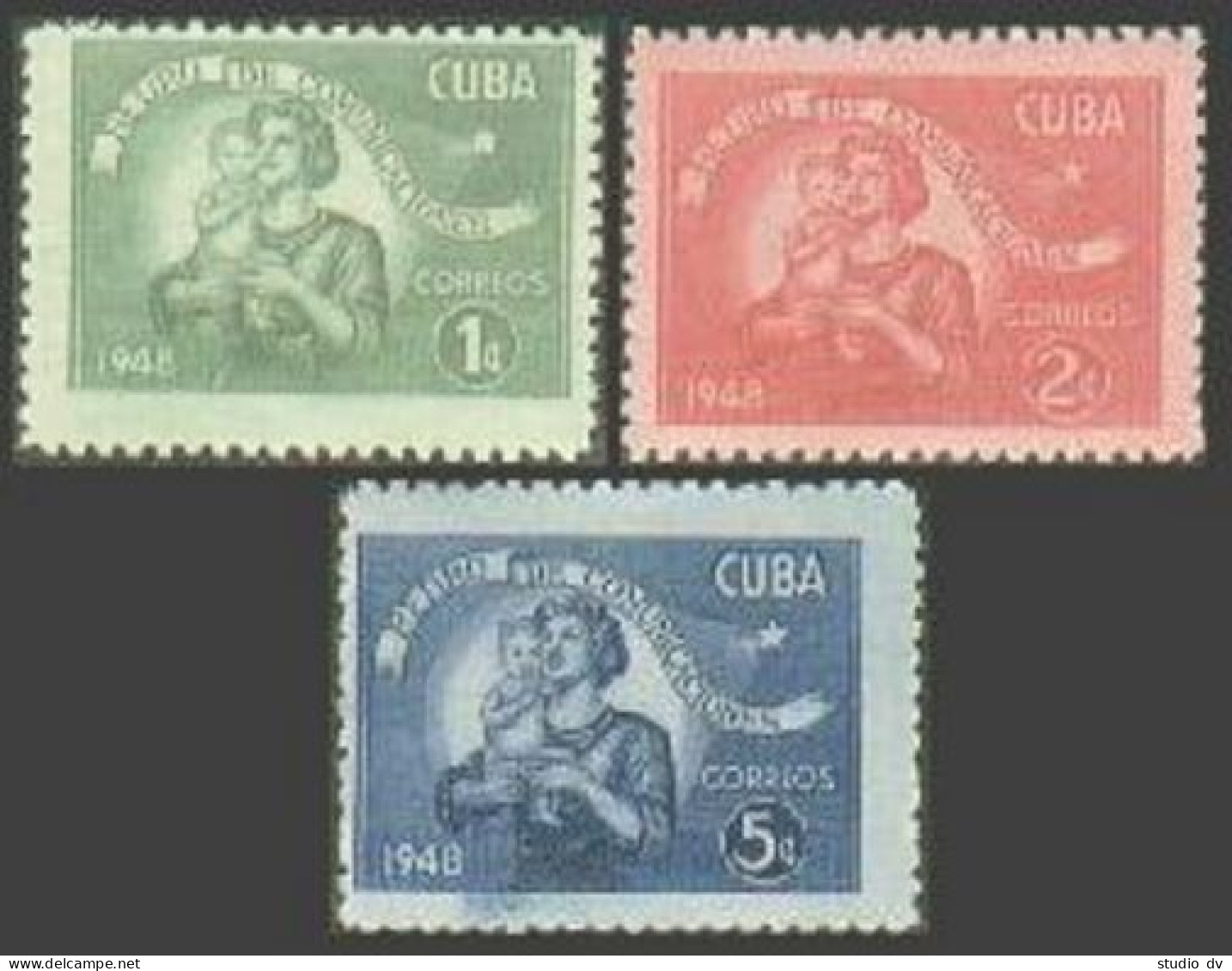 Cuba 415-417, Lightly Hinged. Mother Day 1948. Mother And Child. - Nuovi