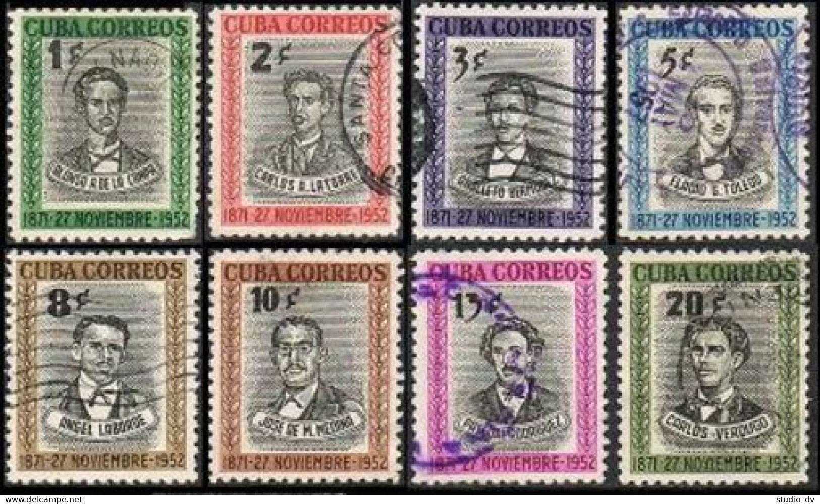 Cuba 490-97, C73-C74, Used. Mi 358-365. Execution Of 8 Medical Students, 1952. - Ungebraucht