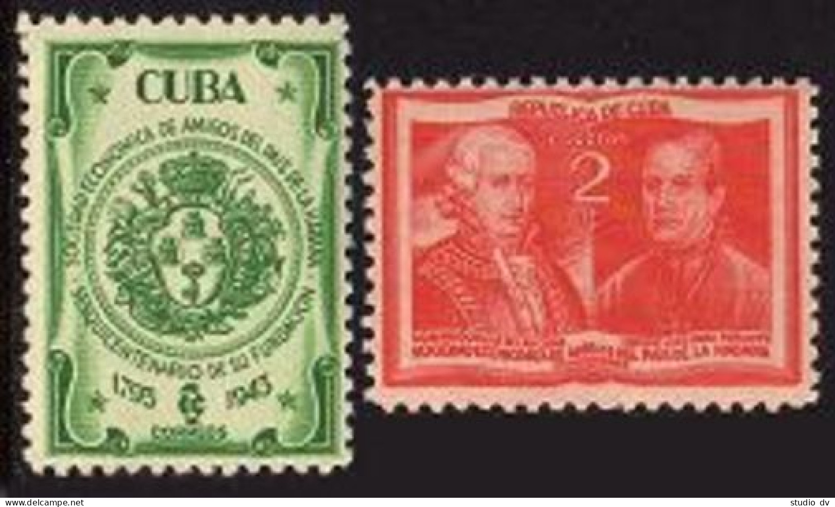 Cuba 394-395, Lightly Hinged. Michel 199-200. Economic Society Of Friends, 1945. - Unused Stamps