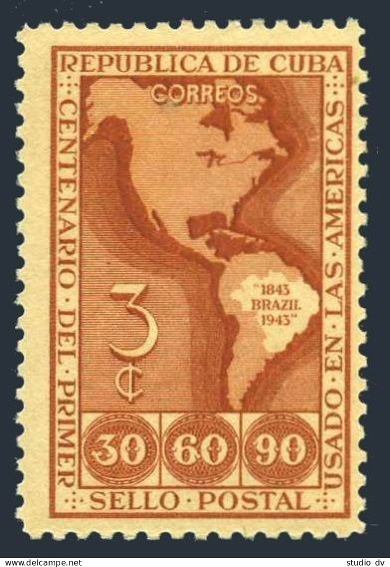 Cuba 393, Lightly Hinged. Mi 198. 1st Stamps Of The Americas In Brazil, 1944. - Unused Stamps