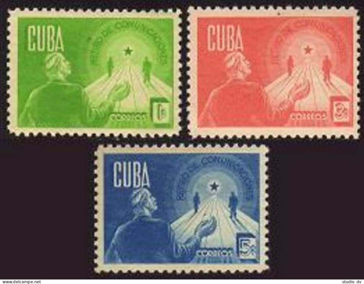 Cuba 384-386, Lightly Hinged. Michel 187b-189b. Retirement Security, 1944. - Nuovi